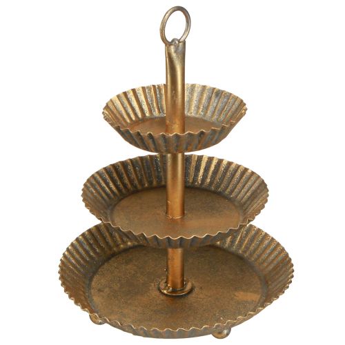 Floristik24 Metal etagere 3-lags guld antik vintage Ø17cm H23cm