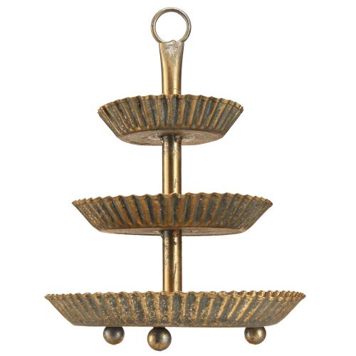 Floristik24 Metal etagere 3-lags guld antik vintage Ø17cm H23cm