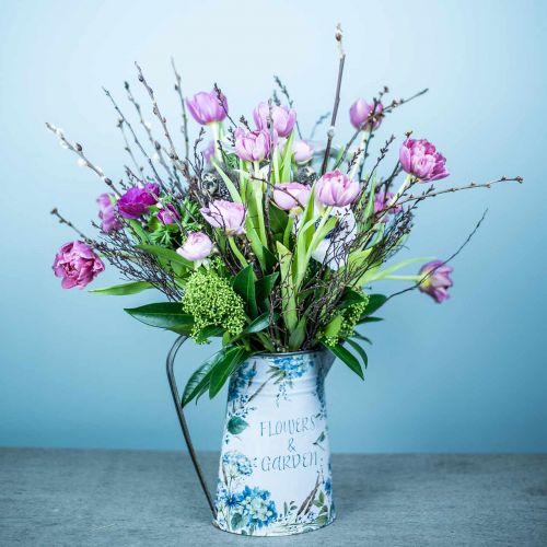 Floristik24 Blomstervase krukke blomster blå, grøn have dekoration planter 23cm