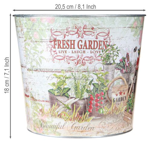 Artikel Metal Plantepotte Frisk Have Farverig Vintage H18cm
