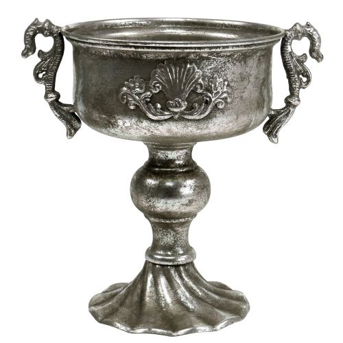 Floristik24 Antik metalbæger i sølv Ø18cm H30cm