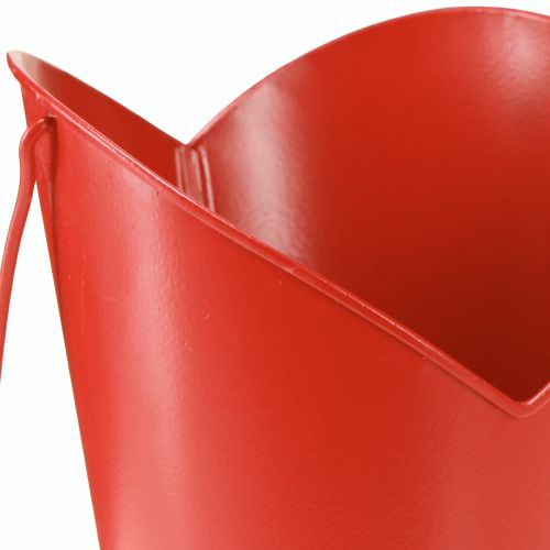 Artikel Hjertedekoration i metal med håndtag rød Ø12cm H15/9cm