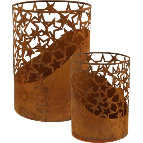 Floristik24 Metal lanterne patina dekorationsstjerner Ø15cm/20cm sæt af 2