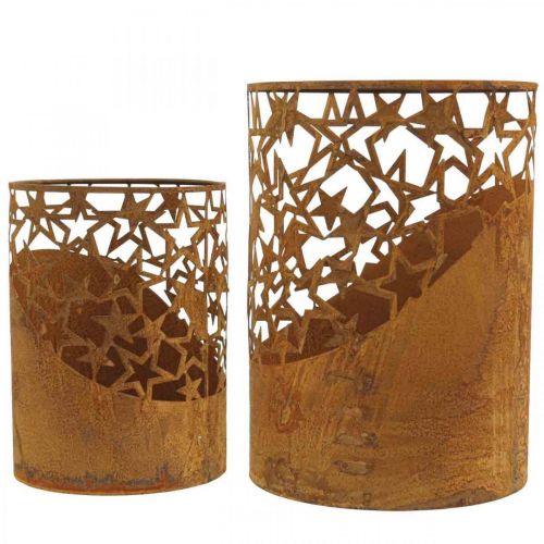 Floristik24 Metal lanterne patina dekorationsstjerner Ø15cm/20cm sæt af 2