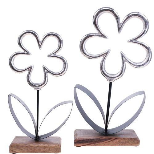 Artikel Metal blomsterdekoration sølv sort borddekoration fjeder H29,5cm