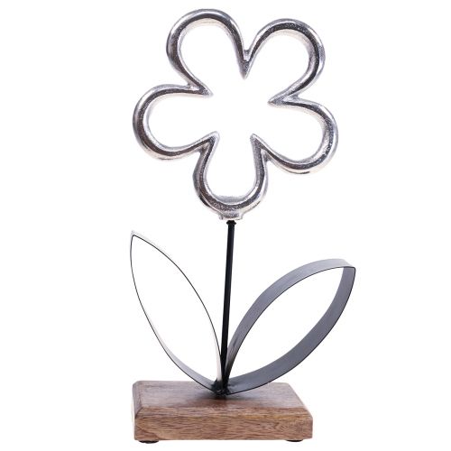 Metal blomsterdekoration sølv sort borddekoration fjeder H36cm