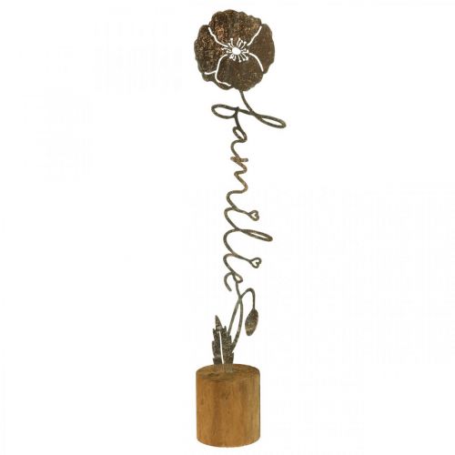 Floristik24 Metal deco-blomst træstativ med bogstavet &quot;Familie&quot; H40cm