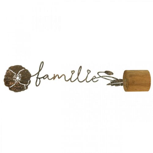 Floristik24 Metal deco-blomst træstativ med bogstavet "Familie" H40cm