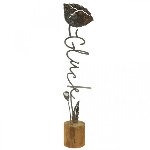 Floristik24 Metal deco-blomst træstativ med bogstavet "Happiness" H40cm