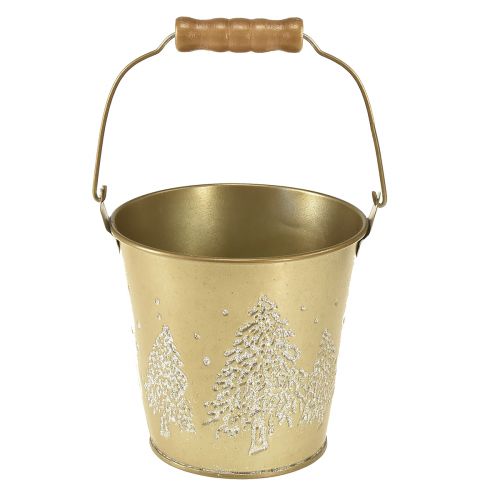 Metalspand juletræsplanter guld Ø12cm H11,5cm