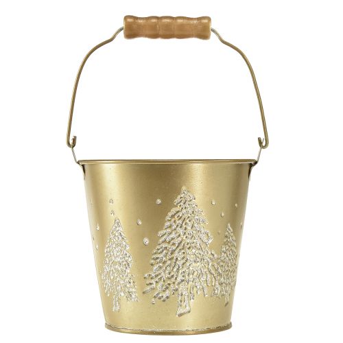 Artikel Metalspand juletræsplanter guld Ø12cm H11,5cm