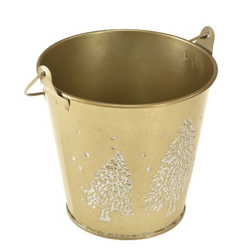 Artikel Metalspand juletræsplanter guld Ø12cm H11,5cm
