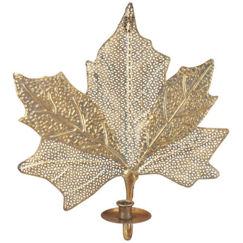 Floristik24 Metal vægdekoration Maple Leaf Lysestage Gylden Antik 42cm × 39cm