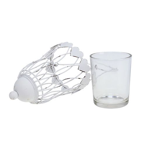 Floristik24 Metal lanterne Ø7,5cm H12cm hvid