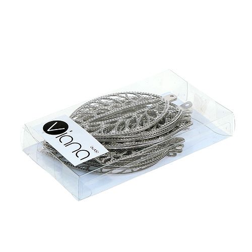 Floristik24 Metalplade til hængende sølv 4cm x 7cm 24stk