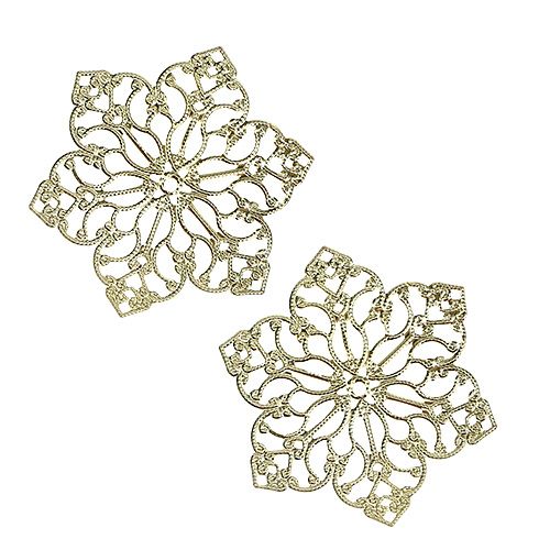 Metalblomst med ornament Ø5,5 cm guld 24stk | Floristik24.dk