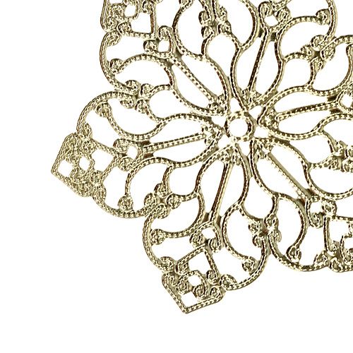 Metalblomst med ornament Ø5,5 cm guld 24stk | Floristik24.dk