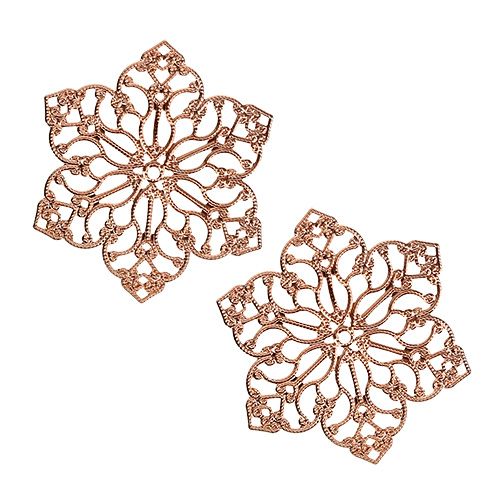 Floristik24 Metalblomst med ornament Ø5,5 cm kobber 24stk