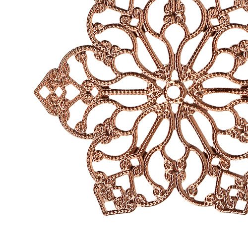Floristik24 Metalblomst med ornament Ø5,5 cm kobber 24stk