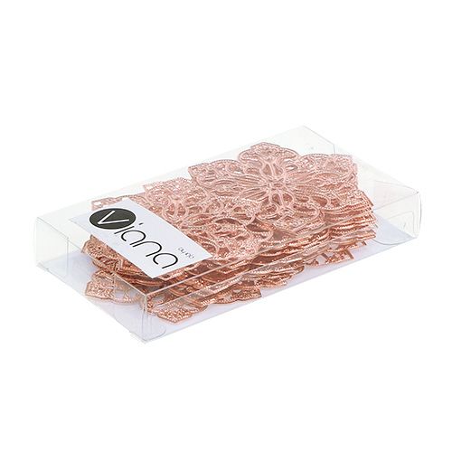 Floristik24 Metalblomst med ornament Ø5,5 cm kobber 24stk