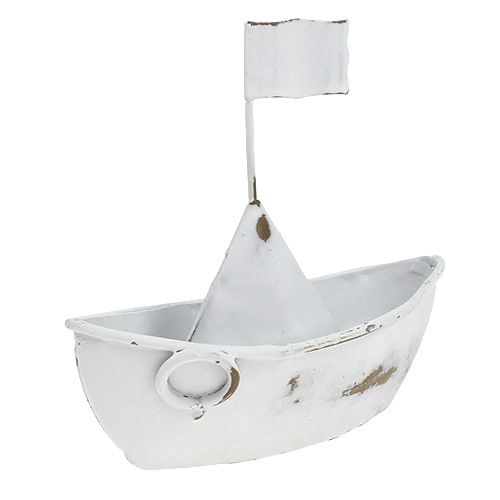 Floristik24 Metalbåd hvid 11cm x 10cm 1p