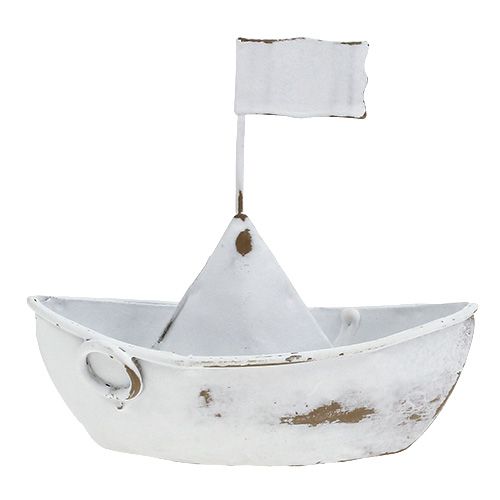 Floristik24 Metalbåd hvid 11cm x 10cm 1p