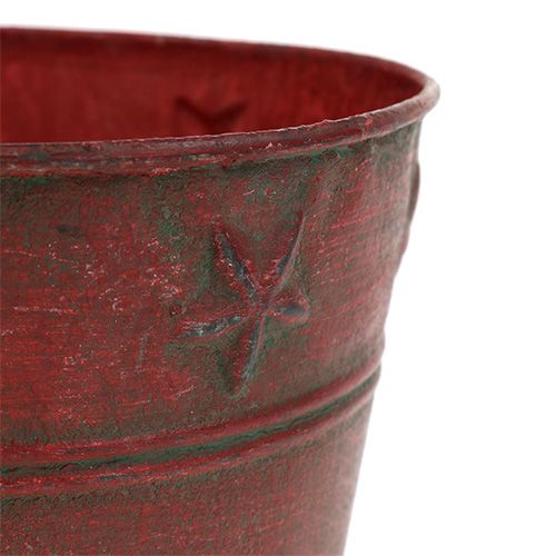 Metalspand rød med stjerner Ø15cm H13cm | Floristik24.dk