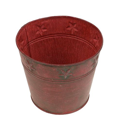 Metalspand rød med stjerner Ø15cm H13cm | Floristik24.dk