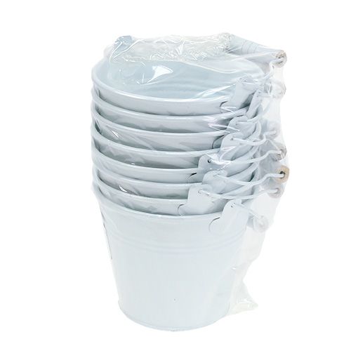 Floristik24 Metalspand hvid Ø12cm H10cm 8 stk