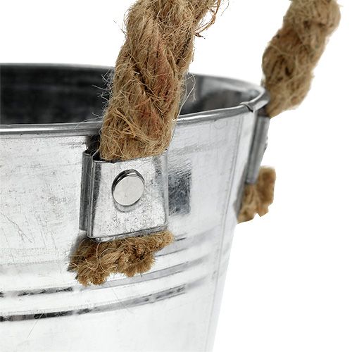Artikel Skinnende metalspand med rebhåndtag Ø16cm