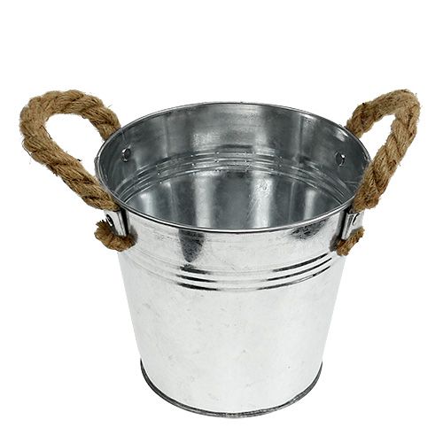 Artikel Skinnende metalspand med rebhåndtag Ø16cm