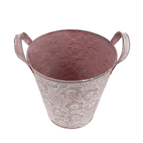 Floristik24 Metalskovl med lyserøde blomster Ø15,5cm H15cm