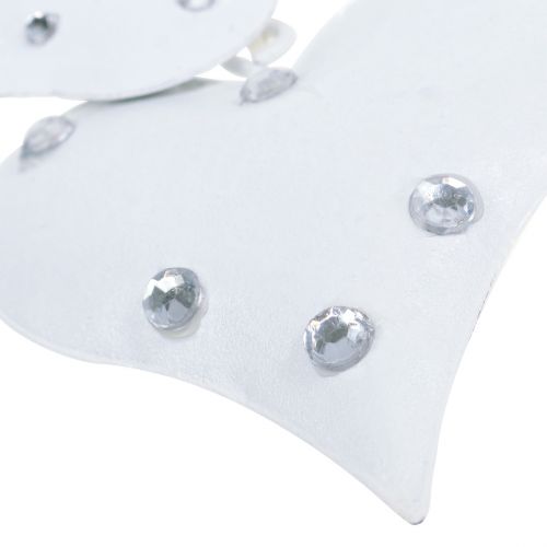 Floristik24 Metal ophæng fugl rede med hjerter hvid 18cm 3stk