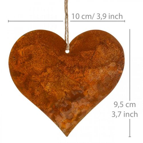 Artikel Hjerter til at hænge efterårs metal dekoration patina 9,5×10cm 12stk