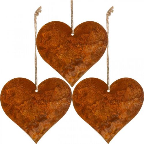 Artikel Hjerter til at hænge efterårs metal dekoration patina 9,5×10cm 12stk