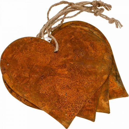 Artikel Metalhjerter, dekorative vedhæng, rustdekoration 19×20 cm 4 stk