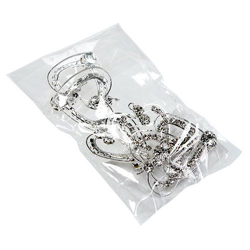 Floristik24 Metal hjerter sølv 3cm 6stk