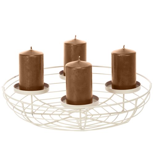 Rund adventskranslysholder til fire fyrfadslys eller lys, 35 cm | Floristik24.dk