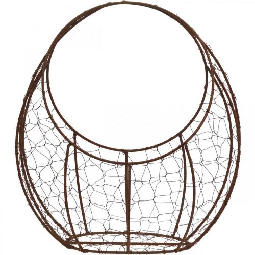 Artikel Trådkurv, plantekasse i metal, forårsdekoration, påskekurv brun, patina H34cm L30cm