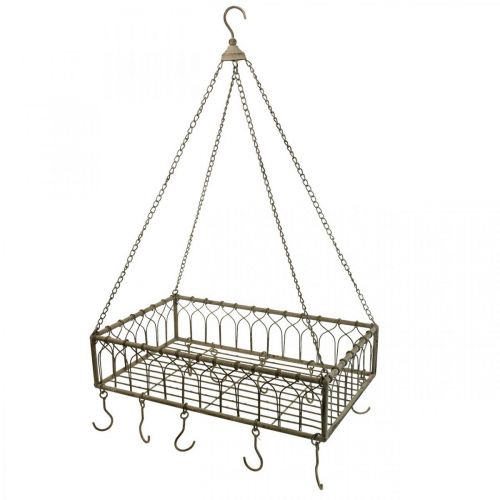 Floristik24 Firkantet metalkurv med kroghængende dekoration metal 50x30,5x12,5cm