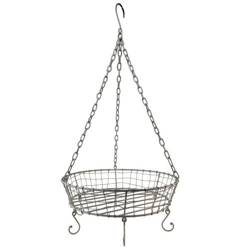 Floristik24 Metalkurv til ophæng med kroge grå vintage Ø39,5cm