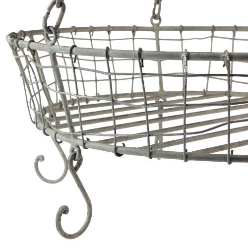 Floristik24 Metalkurv til ophæng med kroge grå vintage Ø39,5cm