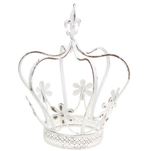 Floristik24 Metal krone antik hvid Ø17cm H21cm