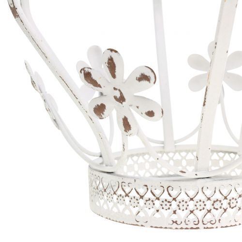 Floristik24 Metal krone antik hvid Ø17cm H21cm