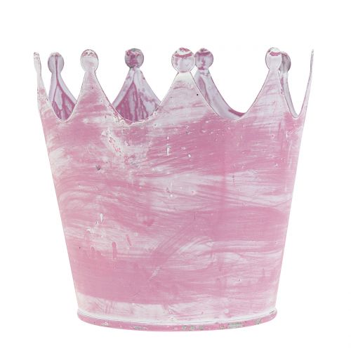 Floristik24 Metal krone pink vasket hvid Ø10cm H9cm 6stk