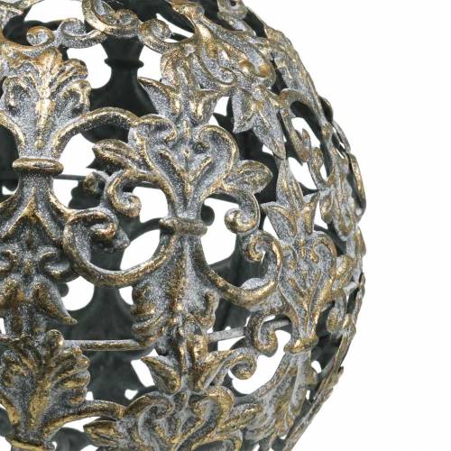 Artikel Kugle at hænge med ornamenter antikt udseende gyldent metal Ø12cm