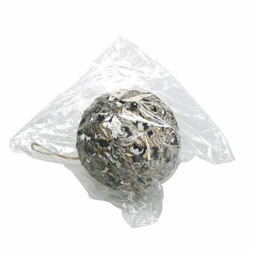 Floristik24 Kugle at hænge med ornamenter antikt udseende gyldent metal Ø12cm