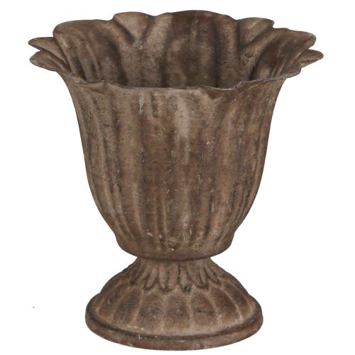 Floristik24 Metalkop Antik Look Plantekasse Grå Brun Ø10cm H9,5cm