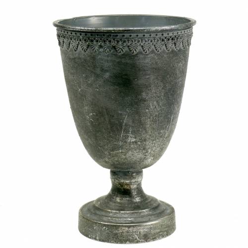 Floristik24 Metalkop sølv antik H26cm Ø17cm