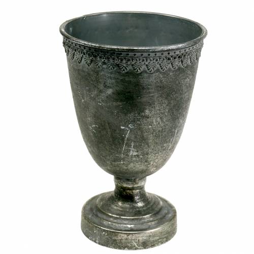 Floristik24 Metalkop sølv antik H26cm Ø17cm
